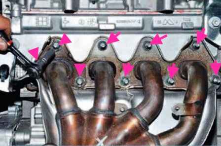 K4M engine exhaust manifold gasket replacement