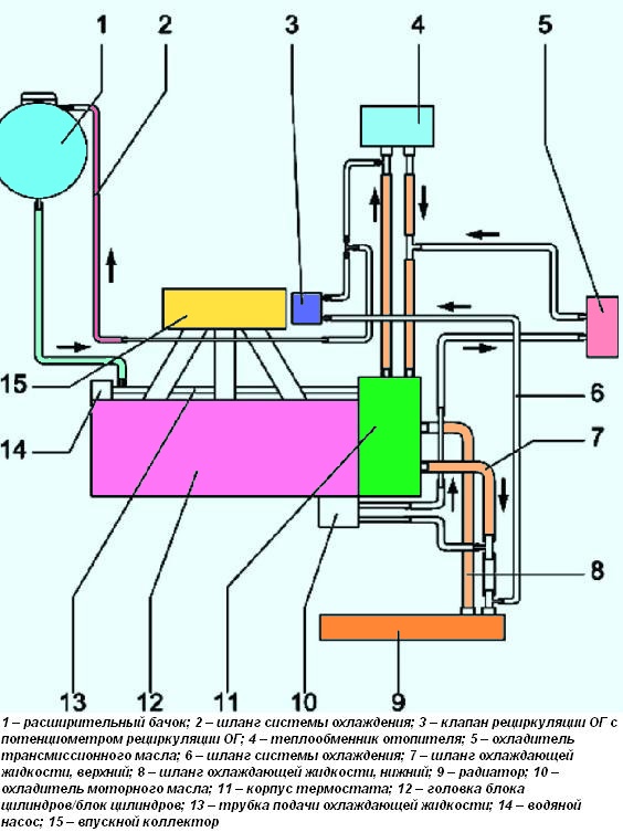 Схема подключения шлангов системы охлаждения