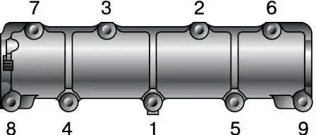 Затягиваем гайки крепления корпуса подшипников в очередности, указанной на рисунке