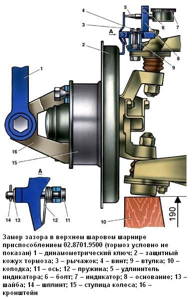 Проверка и замена шаровых шарниров передней подвески ВАЗ-2107