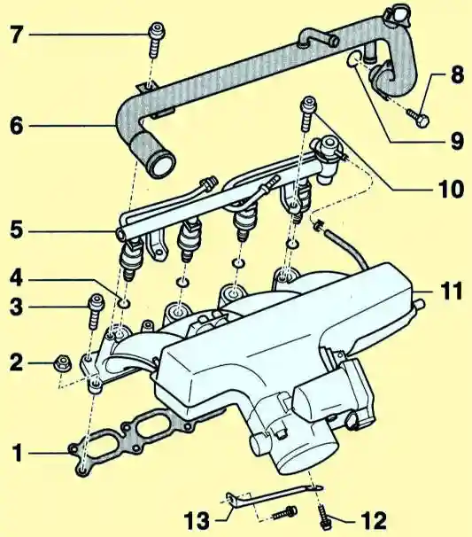Навесные элементы головки блока цилиндров. Бензиновый двигатель 1.8 л