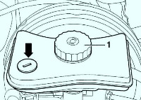 Крышка (1) резервуара тормозной жидкости