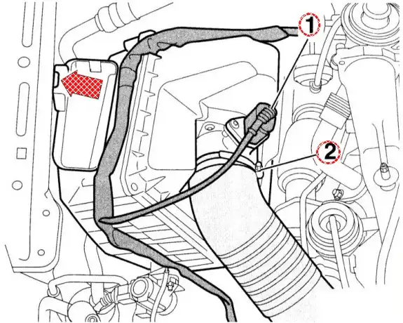 Снятие воздушного фильтра дизеля 1.9л.