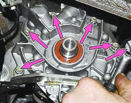 Remove the six bolts securing the oil pump to the cylinder block