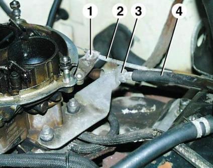 Disconnecting the carburetor control cable