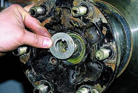 Replacement and adjustment of bearings, replacement of front wheel seals of a Gazelle car