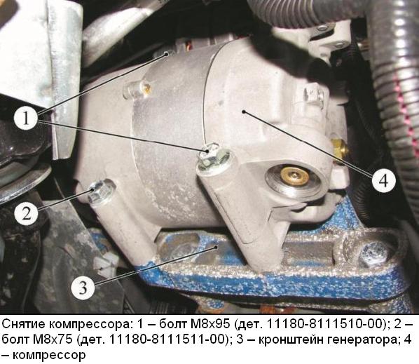 Снятие и установка компрессора кондиционера Лада Гранта
