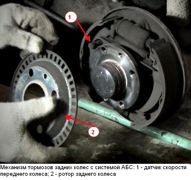 Снятие датчика скорости и ротора заднего колеса Лада Гранта