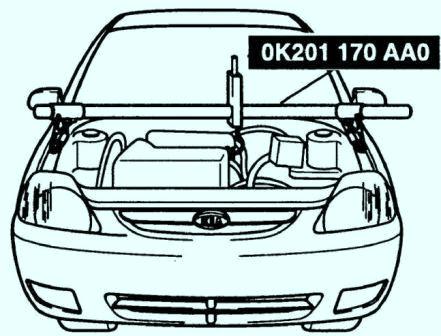 Специальным приспособлением OK201 170 AA0 поддержите двигатель