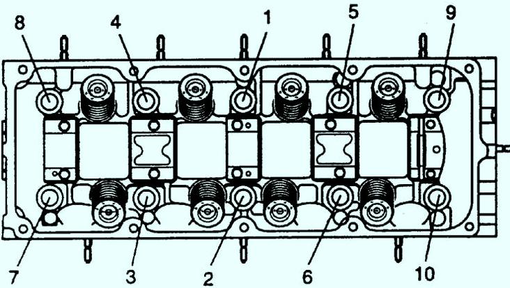 Схема затяжки болтов головки цилинров двигателя A5D