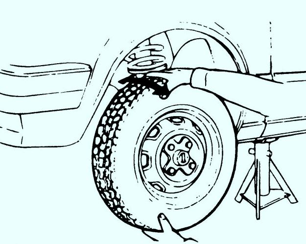 определите наличие люфта подшипников переднего колеса