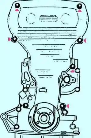 Установите верхний и нижний кожухи зубчатого ремня