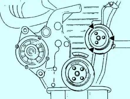 Снятие, проверка и установка зубчатого ремня KIA Sephia Снимите шкив водяного насоса
