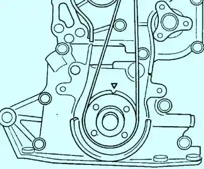 Снятие, проверка и установка зубчатого ремня KIA Sephia Поверните коленчатый вал