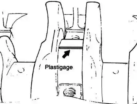 Расположите отрезки пластикового измерительного стержня Plastigage на шейках коренных подшипников коленчатого вала