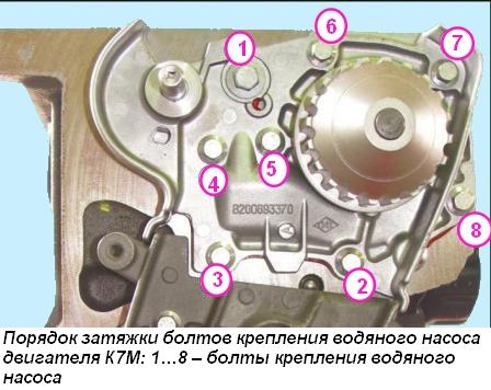 Как снять и установить помпу двигателя К7М