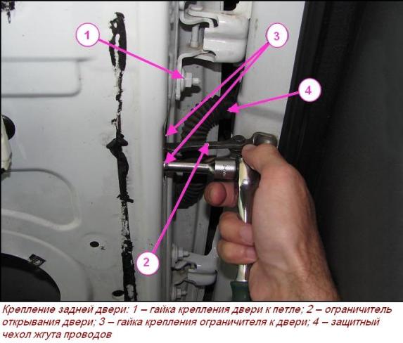 Разборка и снятие задних боковых дверей автомобиля Лада Ларгус