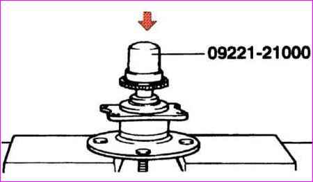 Removal and repair of the hub and trunnion of the rear axle of Kia Magentis and Optima