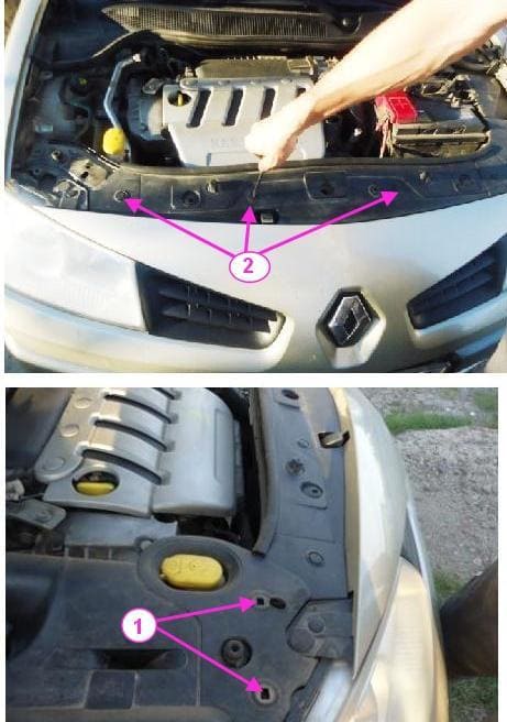 How to remove and install front bumper of Renault Megan 2