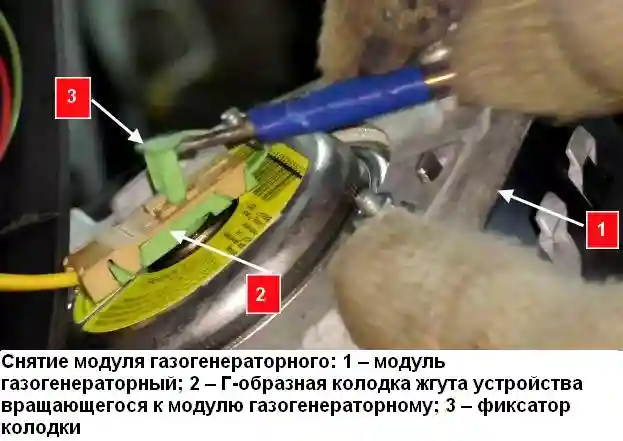 Снятие и установка деталей системы надувных подушек безопасности автомобиля Лада Приора