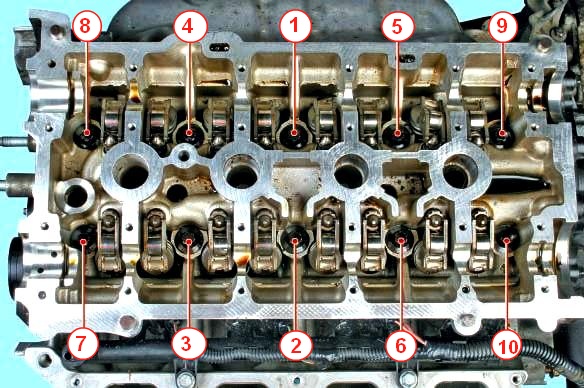 Установка головки блока цилиндров двигателя К4М