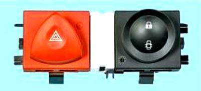 Снятие кнопки аварийной сигнализации и выключателя центрального замка
