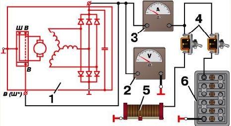 Схема для проверки генератора на стенде