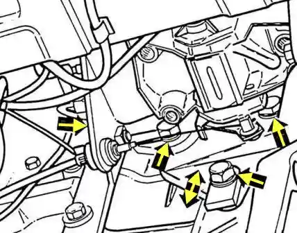 ослабить болты крепления (стрелки) и сдвинуть консоль с ТНВД вниз или вверх