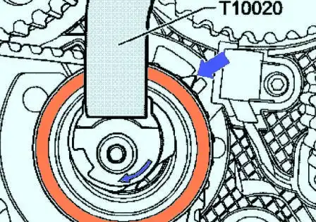 Вращение натяжного ролика