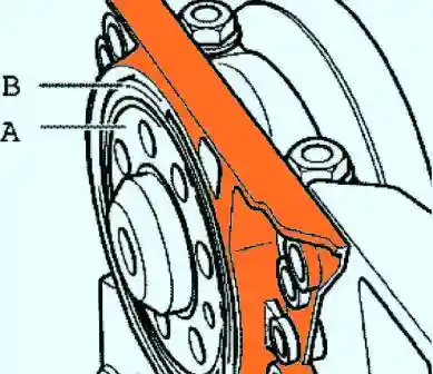 Измерение расстояния между фланцем коленвала и колесом датчика 