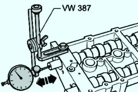 Проверка осевого смещения распредвала