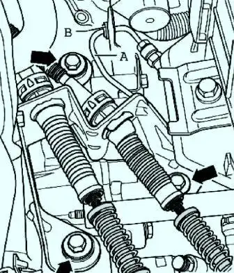 Кронштейн коробки передач и трубчатый шланг 