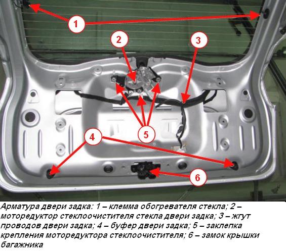 Снятие и разборка двери багажника автомобиля Лада Хрей